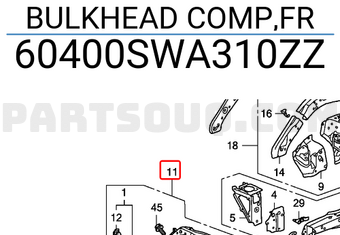 Honda 60400SWA310ZZ BULKHEAD COMP,FR