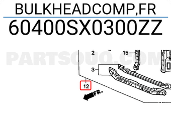 Honda 60400SX0300ZZ BULKHEADCOMP,FR