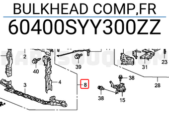 Honda 60400SYY300ZZ BULKHEAD COMP,FR