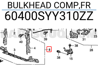 Honda 60400SYY310ZZ BULKHEAD COMP,FR