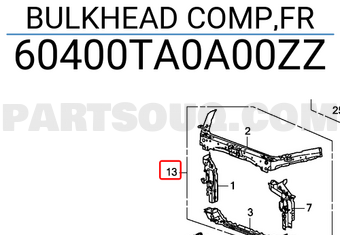 Honda 60400TA0A00ZZ BULKHEAD COMP,FR