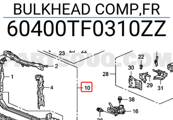 Honda 60400TF0310ZZ BULKHEAD COMP,FR