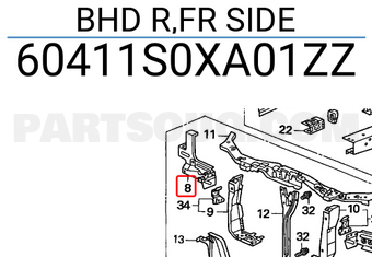 Honda 60411S0XA01ZZ BHD R,FR SIDE