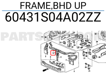 Honda 60431S04A02ZZ FRAME,BHD UP