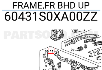 Honda 60431S0XA00ZZ FRAME,FR BHD UP