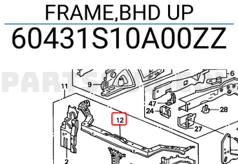 Honda 60431S10A00ZZ FRAME,BHD UP