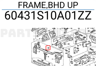 Honda 60431S10A01ZZ FRAME,BHD UP