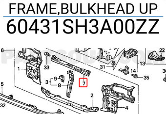 Honda 60431SH3A00ZZ FRAME,BULKHEAD UP