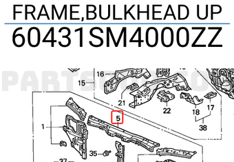 Honda 60431SM4000ZZ FRAME,BULKHEAD UP