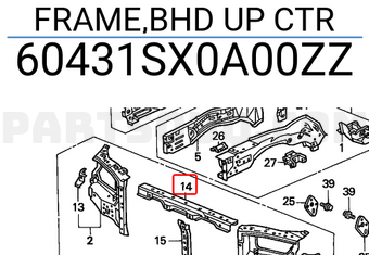 Honda 60431SX0A00ZZ FRAME,BHD UP CTR