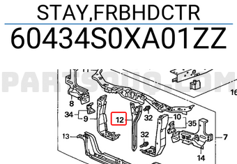 Honda 60434S0XA01ZZ STAY,FRBHDCTR