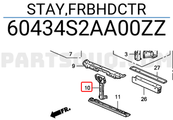 Honda 60434S2AA00ZZ STAY,FRBHDCTR