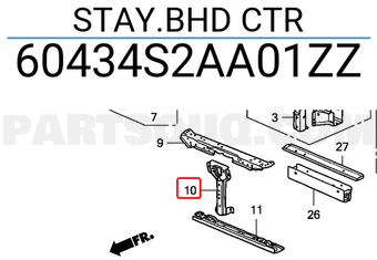 Honda 60434S2AA01ZZ STAY.BHD CTR
