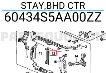 Honda 60434S5AA00ZZ STAY,BHD CTR