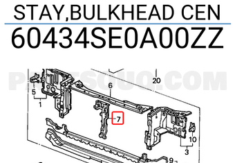 Honda 60434SE0A00ZZ STAY,BULKHEAD CEN