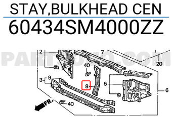 Honda 60434SM4000ZZ STAY,BULKHEAD CEN