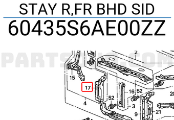 Honda 60435S6AE00ZZ STAY R,FR BHD SID