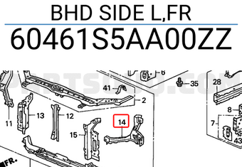 Honda 60461S5AA00ZZ BHD SIDE L,FR