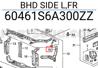 Honda 60461S6A300ZZ BHD SIDE L,FR