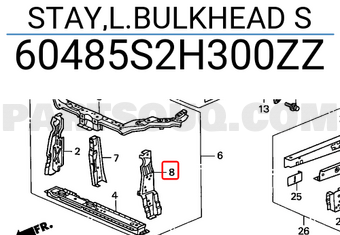 Honda 60485S2H300ZZ STAY,L.BULKHEAD S