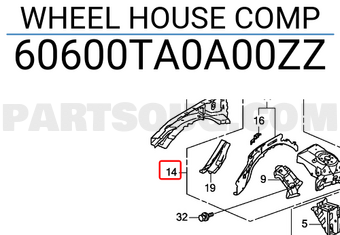 Honda 60600TA0A00ZZ WHEEL HOUSE COMP