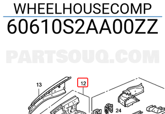 Honda 60610S2AA00ZZ WHEELHOUSECOMP