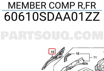 Honda 60610SDAA01ZZ MEMBER COMP R,FR