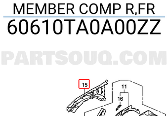 Honda 60610TA0A00ZZ MEMBER COMP R,FR