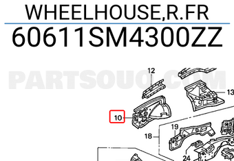 Honda 60611SM4300ZZ WHEELHOUSE,R.FR