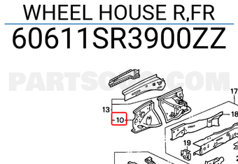 Honda 60611SR3900ZZ WHEEL HOUSE R,FR