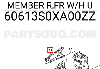 Honda 60613S0XA00ZZ MEMBER R,FR W/H U
