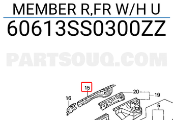 Honda 60613SS0300ZZ MEMBER R,FR W/H U