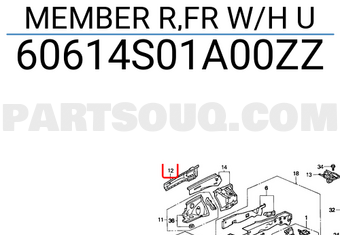 Honda 60614S01A00ZZ MEMBER R,FR W/H U