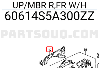 Honda 60614S5A300ZZ UP/MBR R,FR W/H