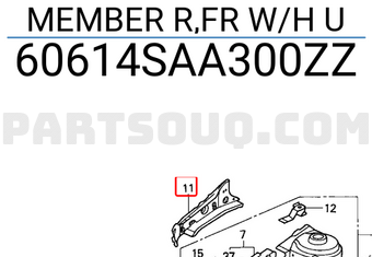Honda 60614SAA300ZZ MEMBER R,FR W/H U