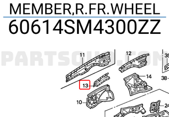 Honda 60614SM4300ZZ MEMBER,R.FR.WHEEL