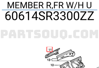 Honda 60614SR3300ZZ MEMBER R,FR W/H U