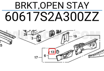Honda 60617S2A300ZZ BRKT,OPEN STAY