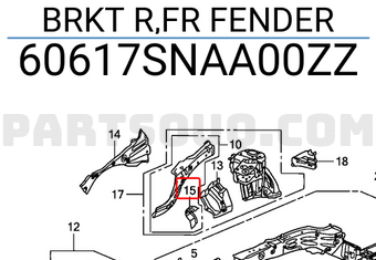 Honda 60617SNAA00ZZ BRKT R,FR FENDER