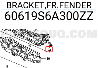 Honda 60619S6A300ZZ BRACKET,FR.FENDER