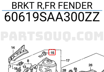 Honda 60619SAA300ZZ BRKT R,FR FENDER