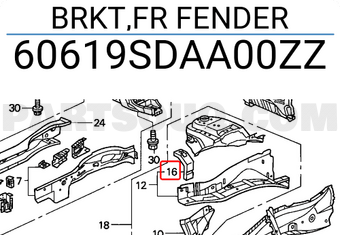 Honda 60619SDAA00ZZ BRKT,FR FENDER