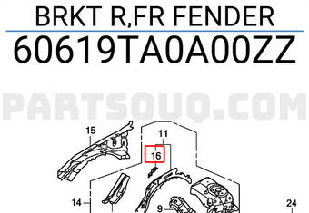 Honda 60619TA0A00ZZ BRKT R,FR FENDER