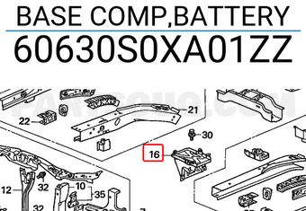 Honda 60630S0XA01ZZ BASE COMP,BATTERY