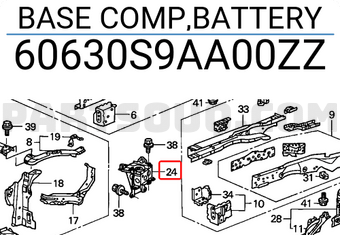 Honda 60630S9AA00ZZ BASE COMP,BATTERY