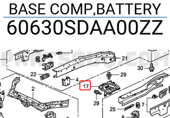 Honda 60630SDAA00ZZ BASE COMP,BATTERY