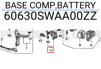 Honda 60630SWAA00ZZ BASE COMP,BATTERY