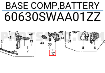 Honda 60630SWAA01ZZ BASE COMP,BATTERY