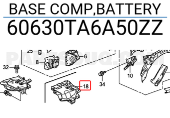 Honda 60630TA6A50ZZ BASE COMP,BATTERY