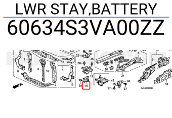 Honda 60634S3VA00ZZ LWR STAY,BATTERY
